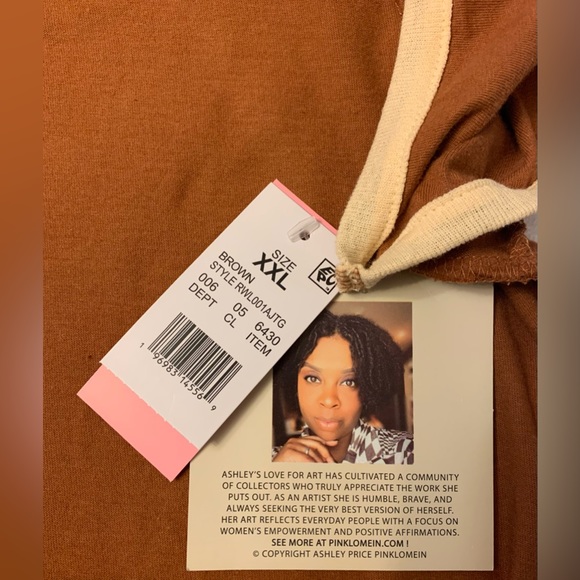 Pink Lomein  NWT Brown Short Sleeve Cut Out Top “ Abundance Flows Freely” XXL - Picture 4 of 5